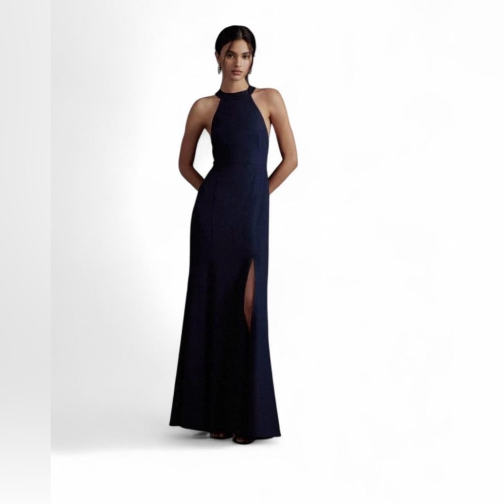 BHLDN Dress Sz 22W Serephina Elegant Black Crepe Evening Gown Special Events